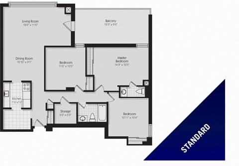 Floor plan for 3 beds, 1.5 baths, 1120 sqft